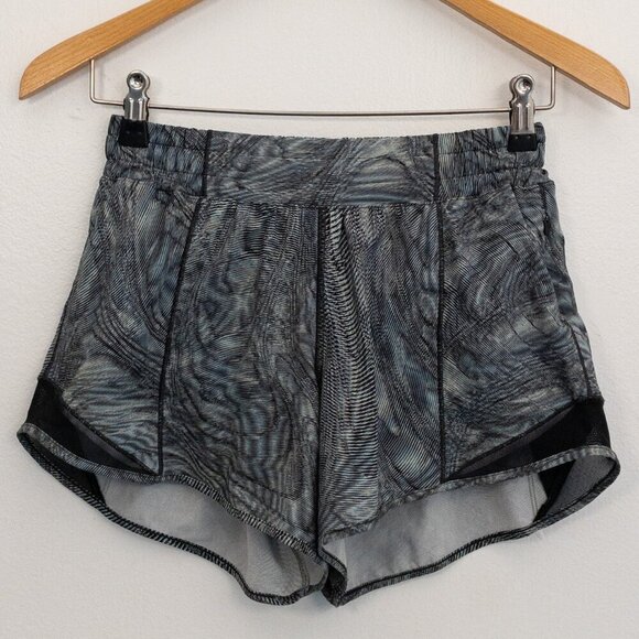 lululemon athletica Pants - Lululemon Tracker Shorts 4” Tall – Size 6 Gray Abstract Print Zip Pocket